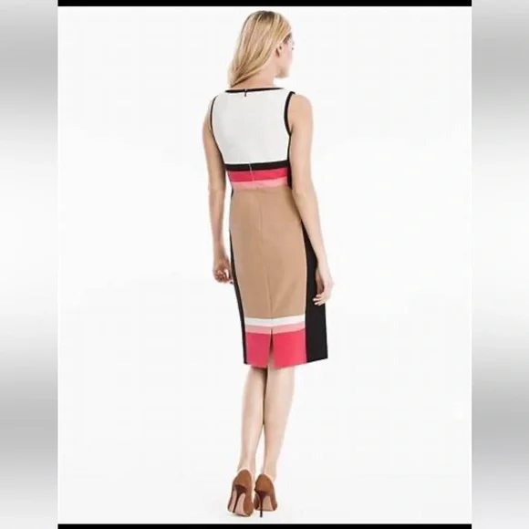 White House Black Market V-neck Color-block  sheath dress - Picture 2 of 4